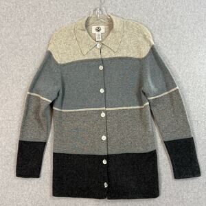 Vtg Natural Instincts Lambswool Cardigan Sweater Size S Neutral Elevated Basic